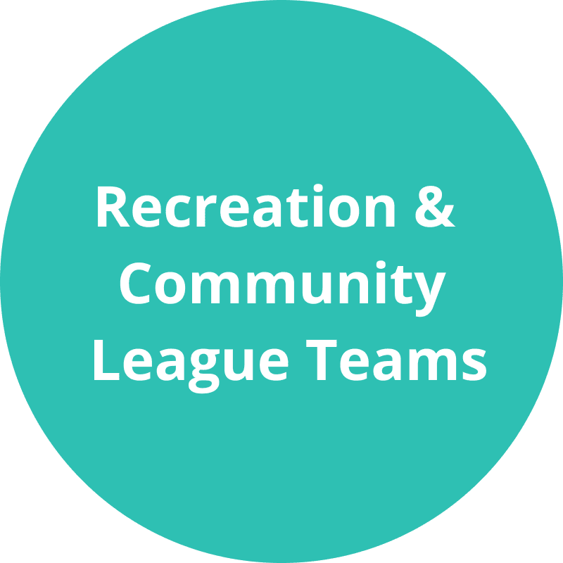 Teal circle with recreation league text.