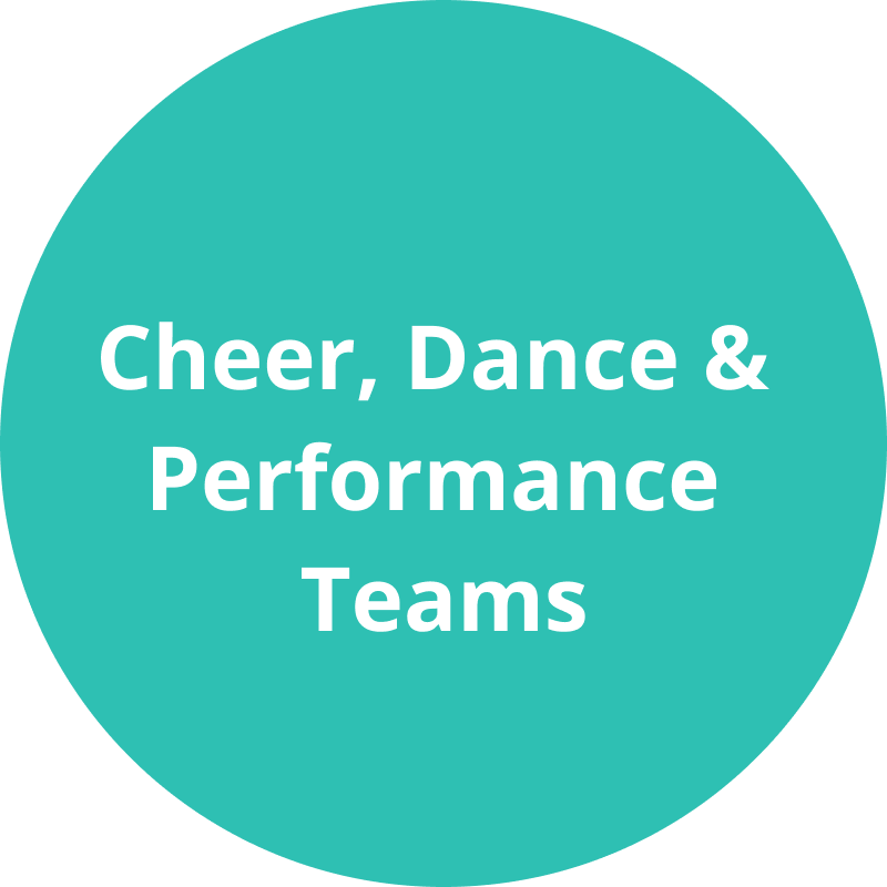 Cheer, Dance & Performance Teams text circle.